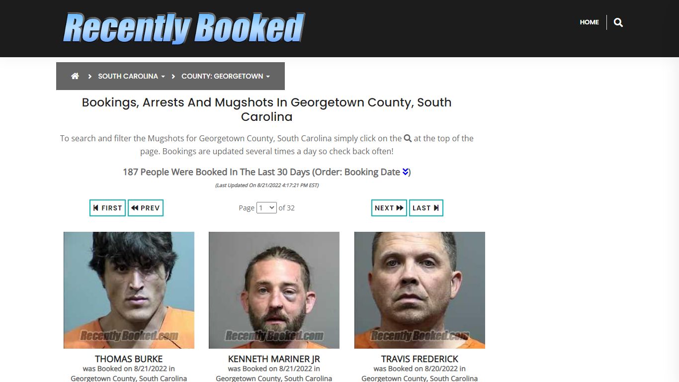 Bookings, Arrests and Mugshots in Georgetown County, South Carolina